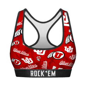 Women's Sports Bra - Utah Utes - Logo All-Over