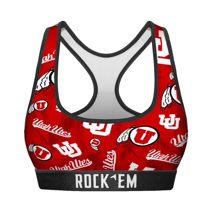 Women's Sports Bra - Utah Utes - Logo All-Over - {{variant_title}}