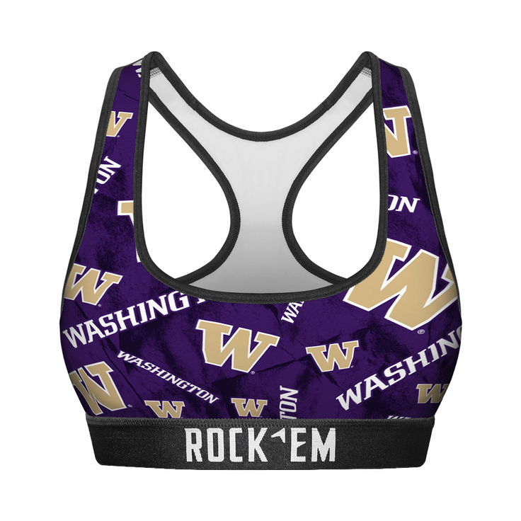 Women's Sports Bra - Washington Huskies - Logo All-Over - {{variant_title}}