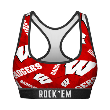 Women's Sports Bra - Wisconsin Badgers - Logo All-Over