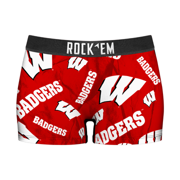 Women's Boy Shorts - Wisconsin Badgers - Logo All-Over