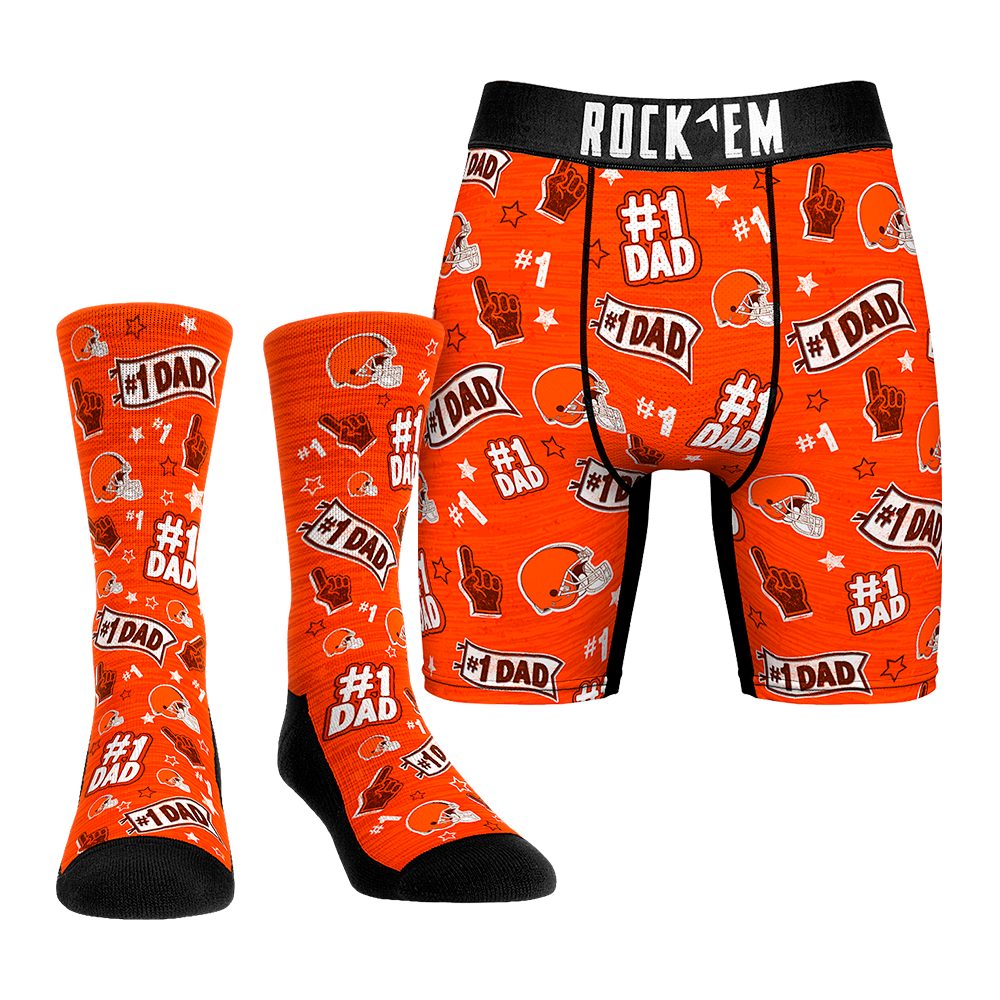 Boxer Briefs - Cleveland Browns - #1 Dad (Socks & Boxers Combo) - {{variant_title}}