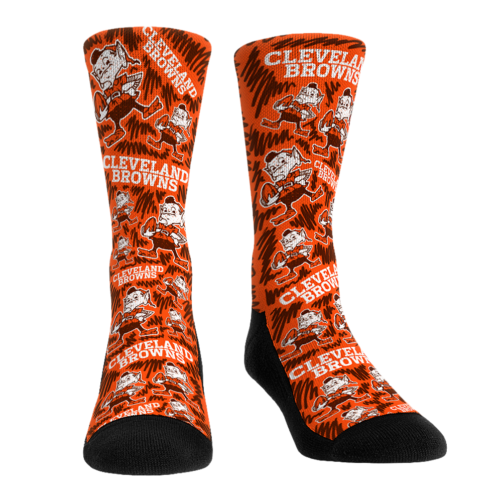Cleveland Browns Socks - Throwback Logo Sketch - NFL Socks - Rock 'Em Socks