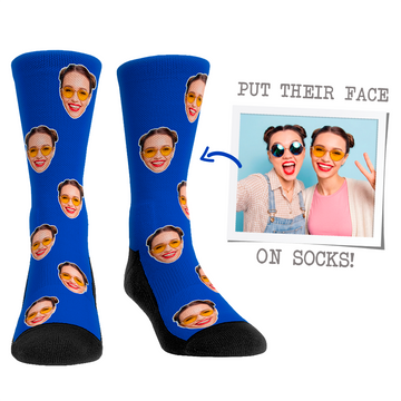 Custom Face Socks - Classic Colors Blue