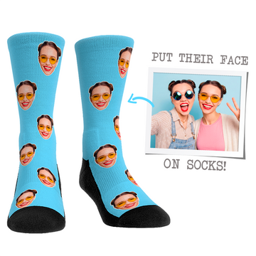 Custom Face Socks - Classic Colors Sky Blue