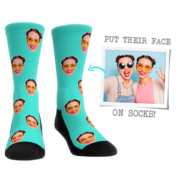 Custom Face Socks - Classic Colors Turquoise
