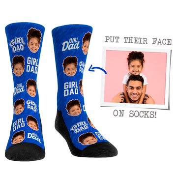 Custom Face Socks - Girl Dad Blue