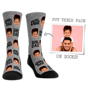 Custom Face Socks - Girl Dad Grey