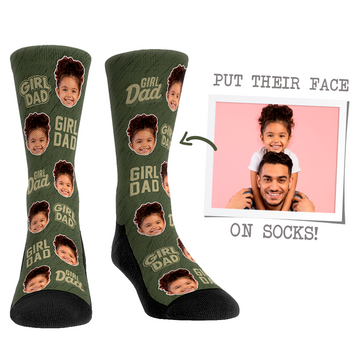 Custom Face Socks - Girl Dad Olive