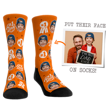 Custom Face Socks - #1 Dad Orange