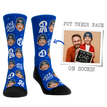Custom Face Socks - #1 Dad Blue
