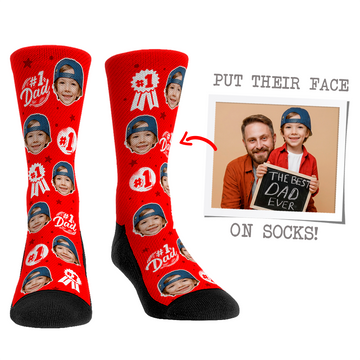 Custom Face Socks - #1 Dad Red