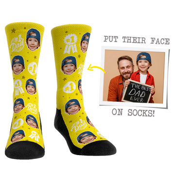 Custom Face Socks - #1 Dad Yellow