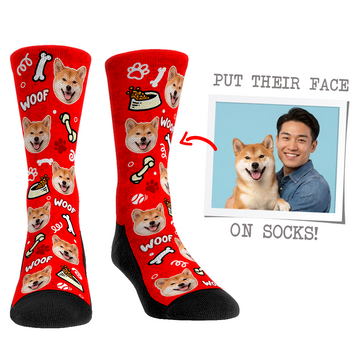 Custom Face Socks - Dog Red