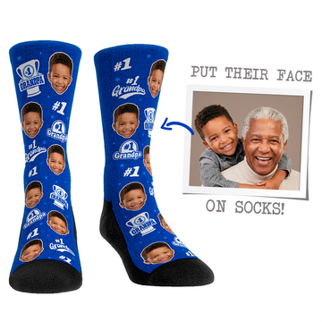 Custom Face Socks - #1 Grandpa Blue