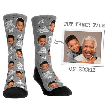 Custom Face Socks - #1 Grandpa Grey