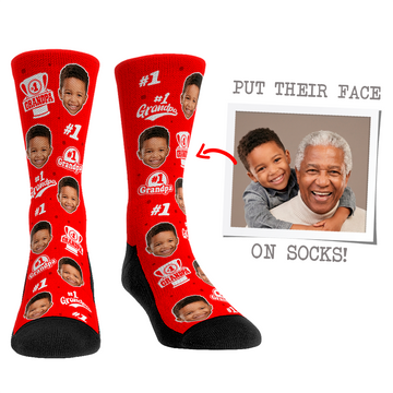 Custom Face Socks - #1 Grandpa Red