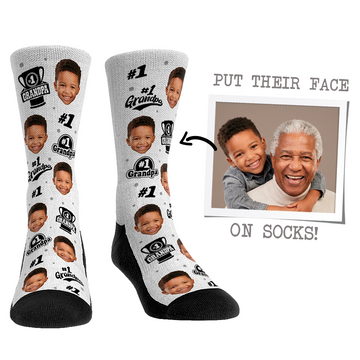 Custom Face Socks - #1 Grandpa White