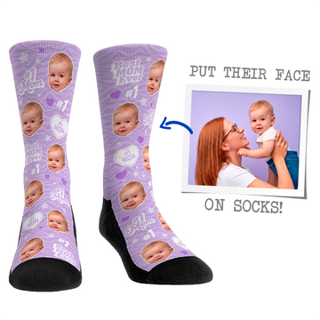 Custom Face Socks - #1 Mom Lilac