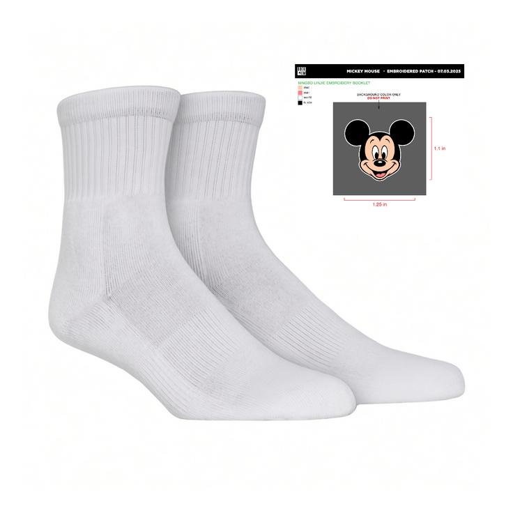 Mickey Mouse - White Quarter Patch Sock