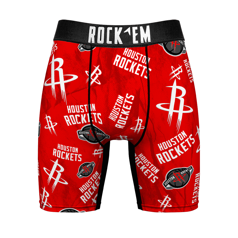 Houston Rockets - Rock 'Em Boxer Briefs - Logo All-Over - Rock 'Em Socks