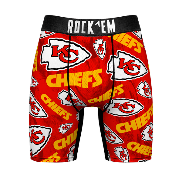 Kansas City Chiefs Rock 'Em Boxer Briefs Logo AllOver Underwear