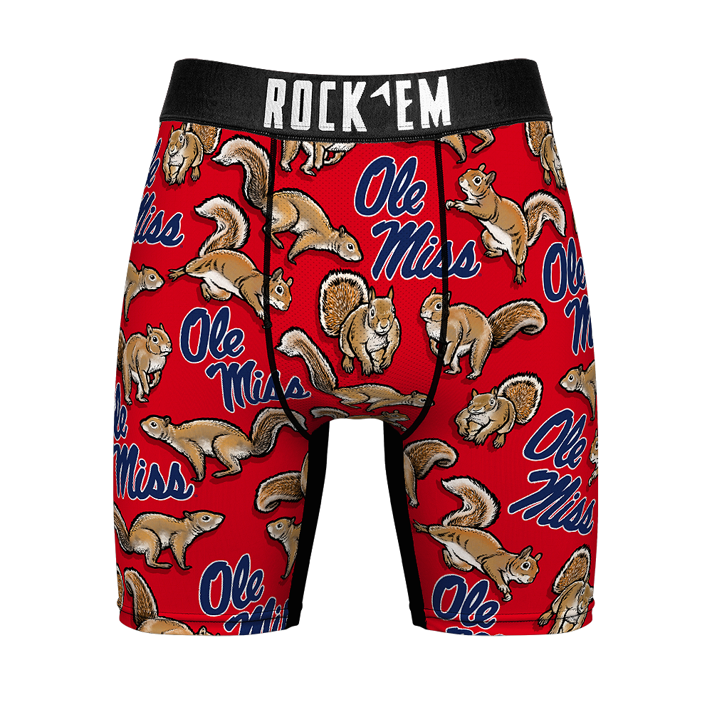 Boxer Briefs - Ole Miss Rebels - Squirrels - S / Red