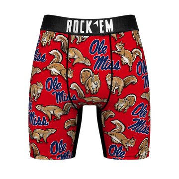 Boxer Briefs - Ole Miss Rebels - Squirrels (Red)
