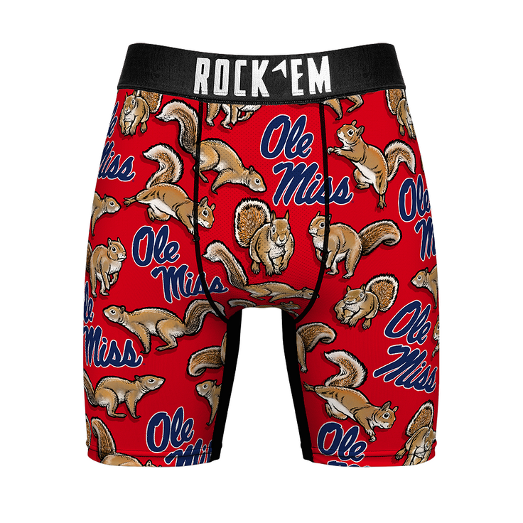 Boxer Briefs - Ole Miss Rebels - Squirrels (Red) - S