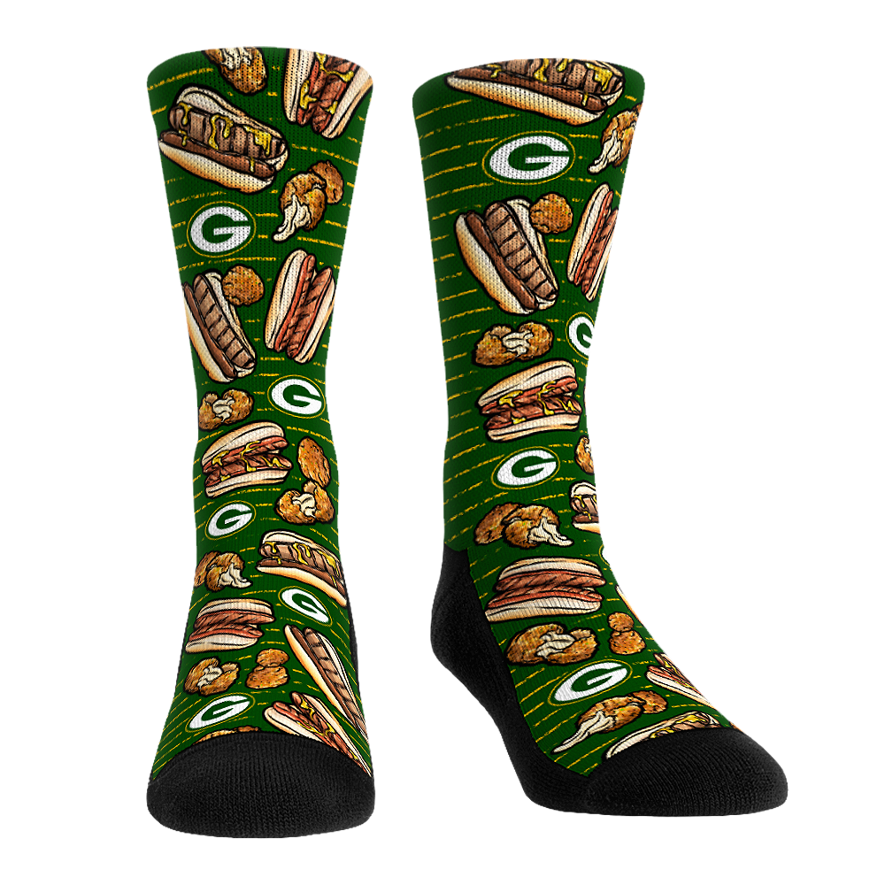 Green Bay Packers Socks - Bratwurst & Cheese Curds - NFL Socks - Rock ...