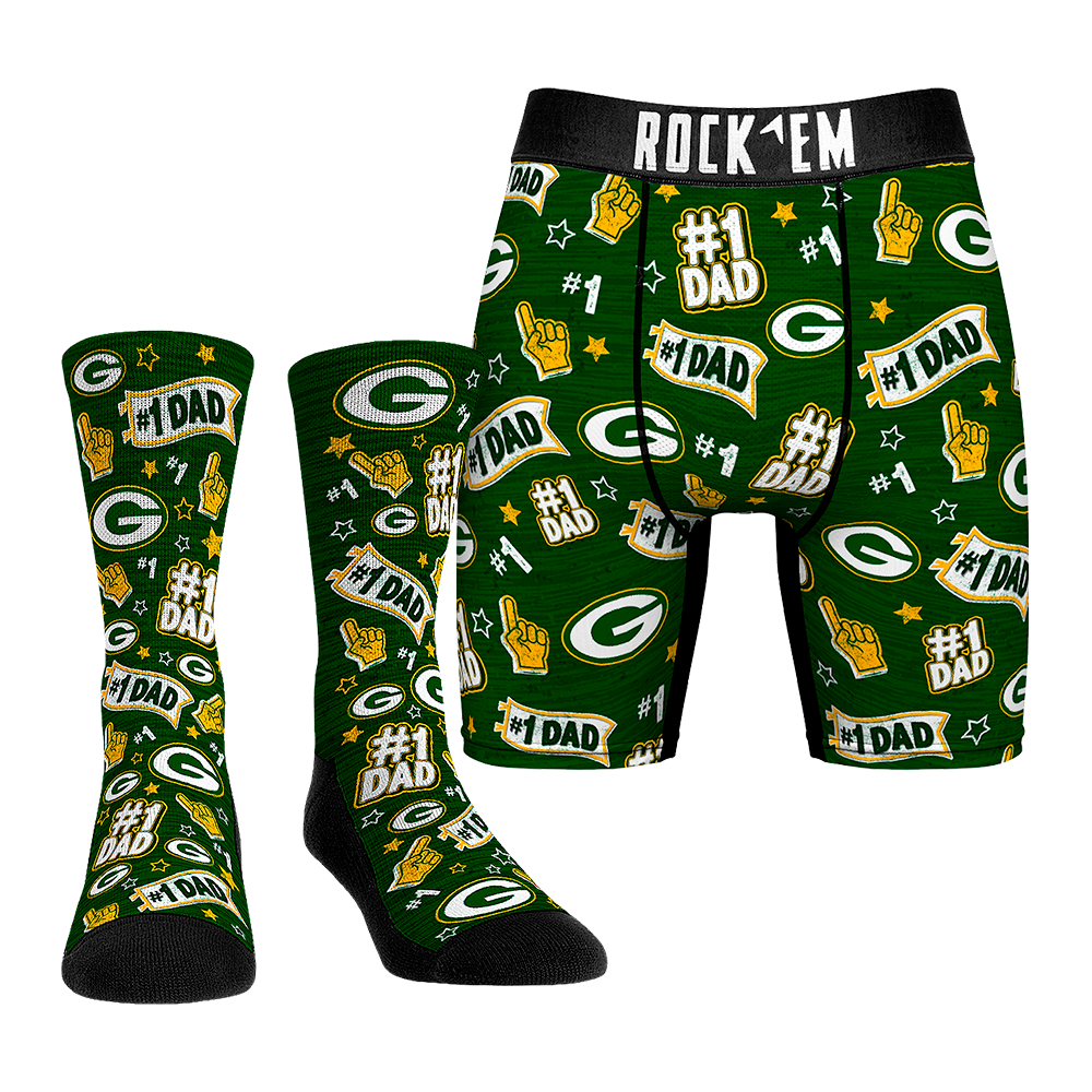 Boxer Briefs - Green Bay Packers - #1 Dad (Socks & Boxers Combo) - {{variant_title}}