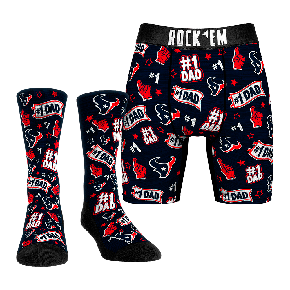 Boxer Briefs - Houston Texans - #1 Dad (Socks & Boxers Combo) - {{variant_title}}