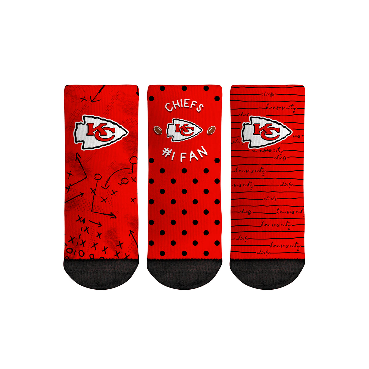 Kansas City Chiefs Socks - Toddler 3-Pack - NFL Socks - Rock 'Em Socks