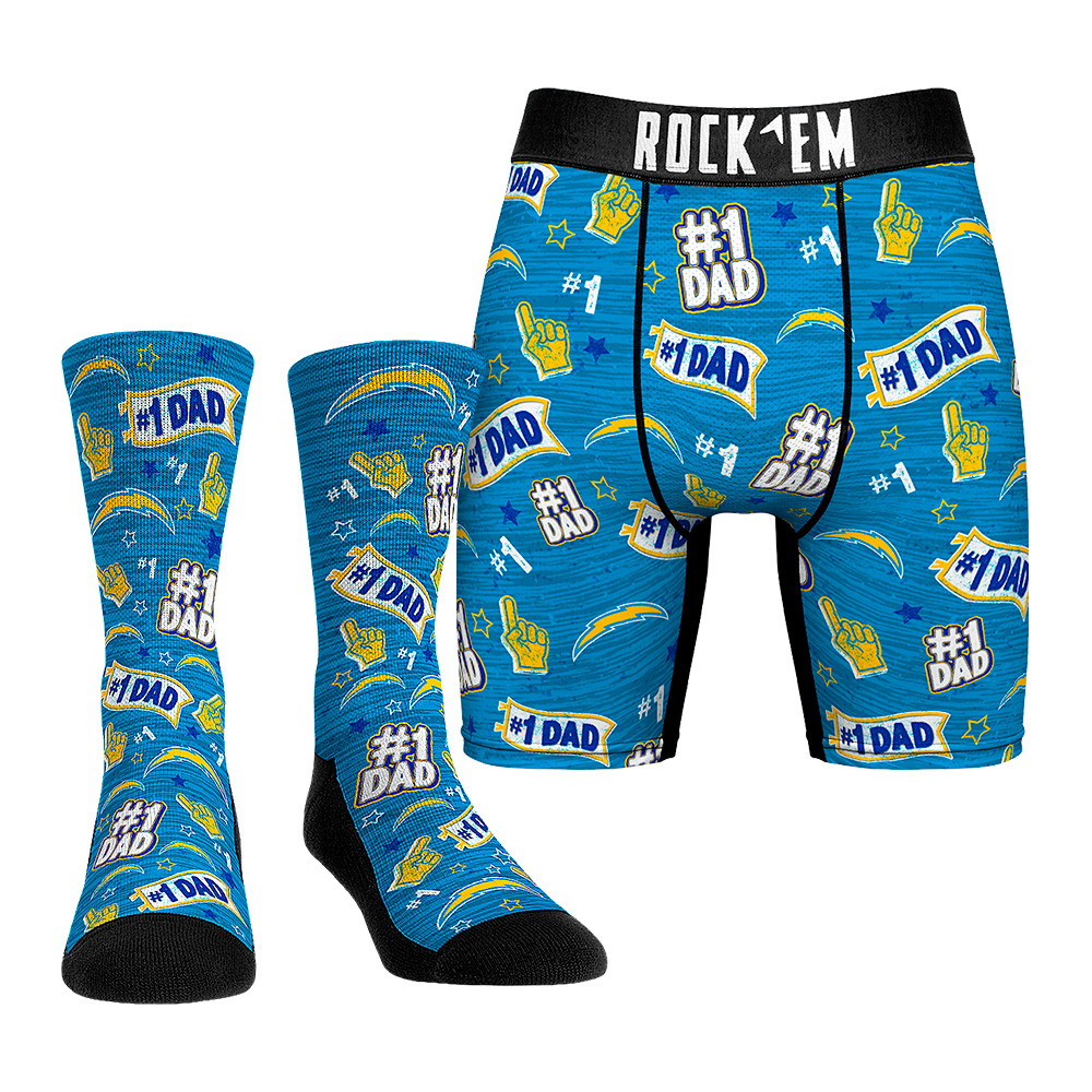 Boxer Briefs - Los Angeles Chargers - #1 Dad (Socks & Boxers Combo) - {{variant_title}}