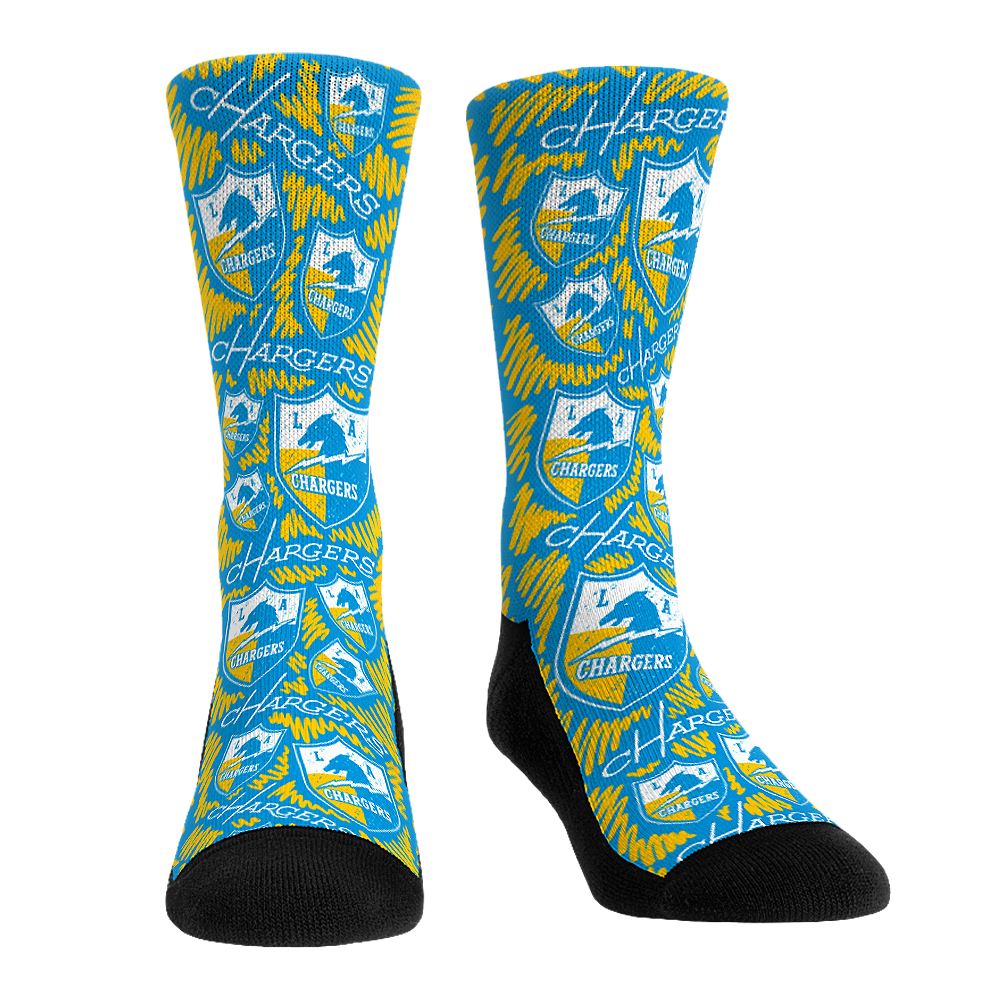 Los Angeles Chargers Socks - Throwback Logo Sketch - NFL Socks - Rock ...