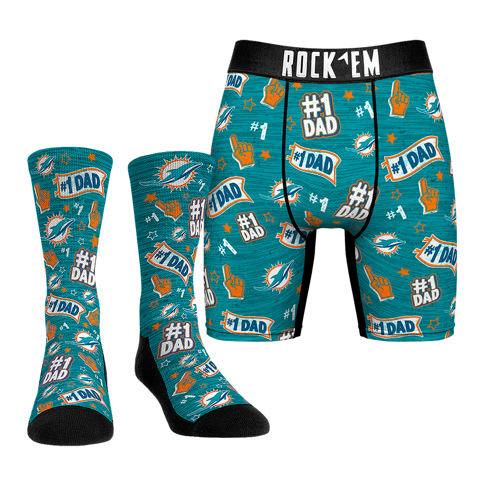 Boxer Briefs - Miami Dolphins - #1 Dad (Socks & Boxers Combo) - {{variant_title}}