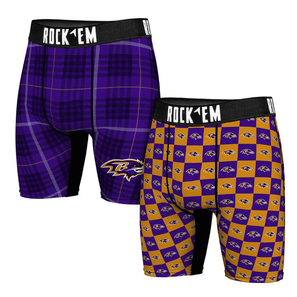 Boxer Briefs - Baltimore Ravens - Plaid & Checkers (2-Pack) - {{variant_title}}