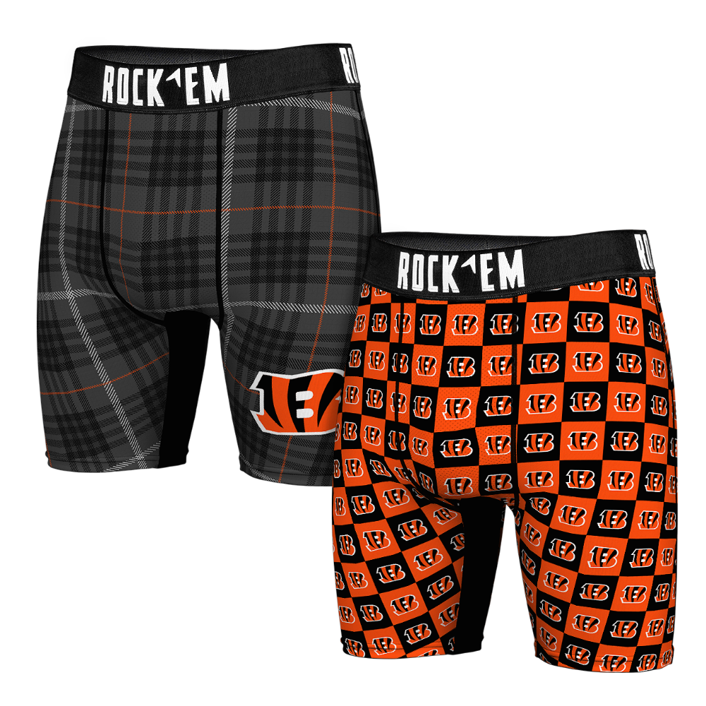 Boxer Briefs - Cincinnati Bengals - Plaid & Checkers (2-Pack) - {{variant_title}}