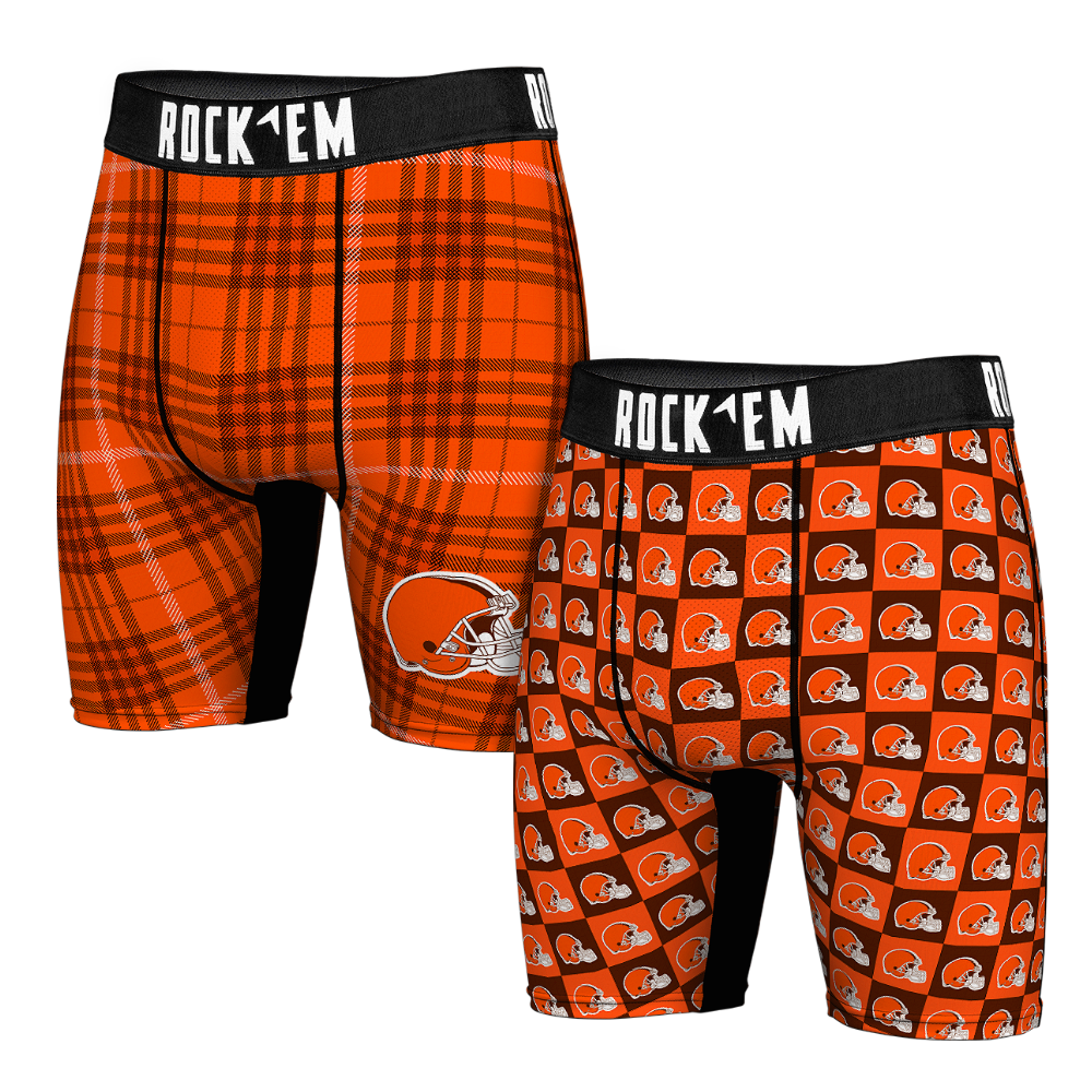 Boxer Briefs - Cleveland Browns - Plaid & Checkers (2-Pack) - {{variant_title}}