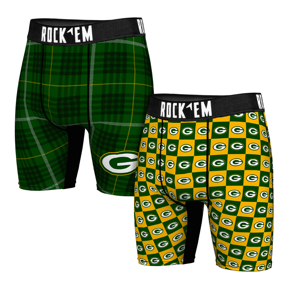 Boxer Briefs - Green Bay Packers - Plaid & Checkers (2-Pack) - {{variant_title}}