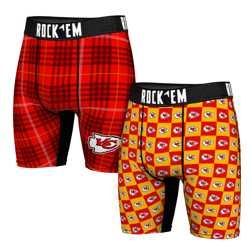 Boxer Briefs - Kansas City Chiefs - Plaid & Checkers (2-Pack) - {{variant_title}}