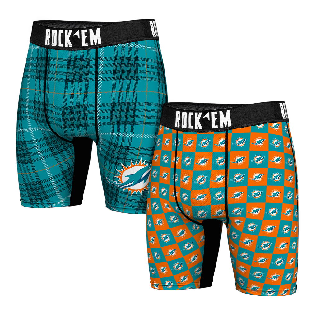 Boxer Briefs - Miami Dolphins - Plaid & Checkers (2-Pack) - {{variant_title}}