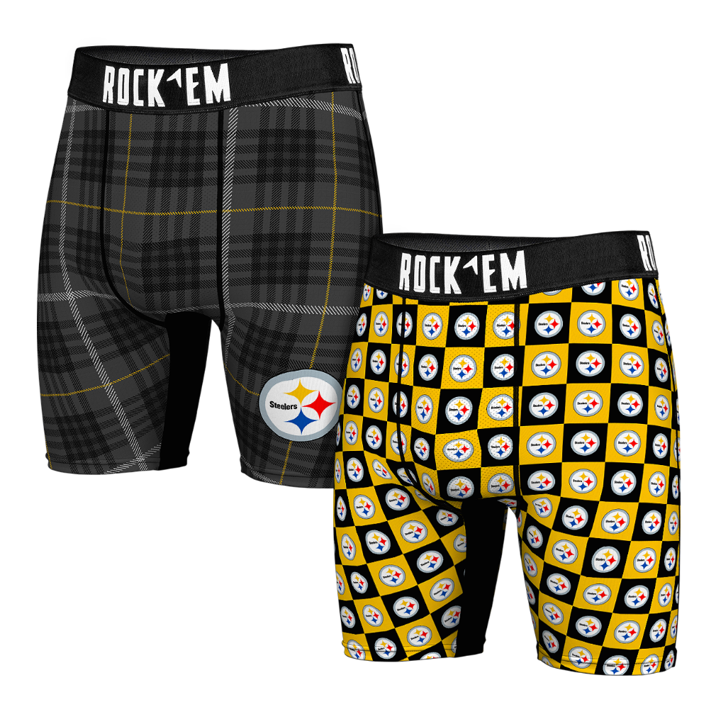 Boxer Briefs - Pittsburgh Steelers - Plaid & Checkers (2-Pack) - {{variant_title}}