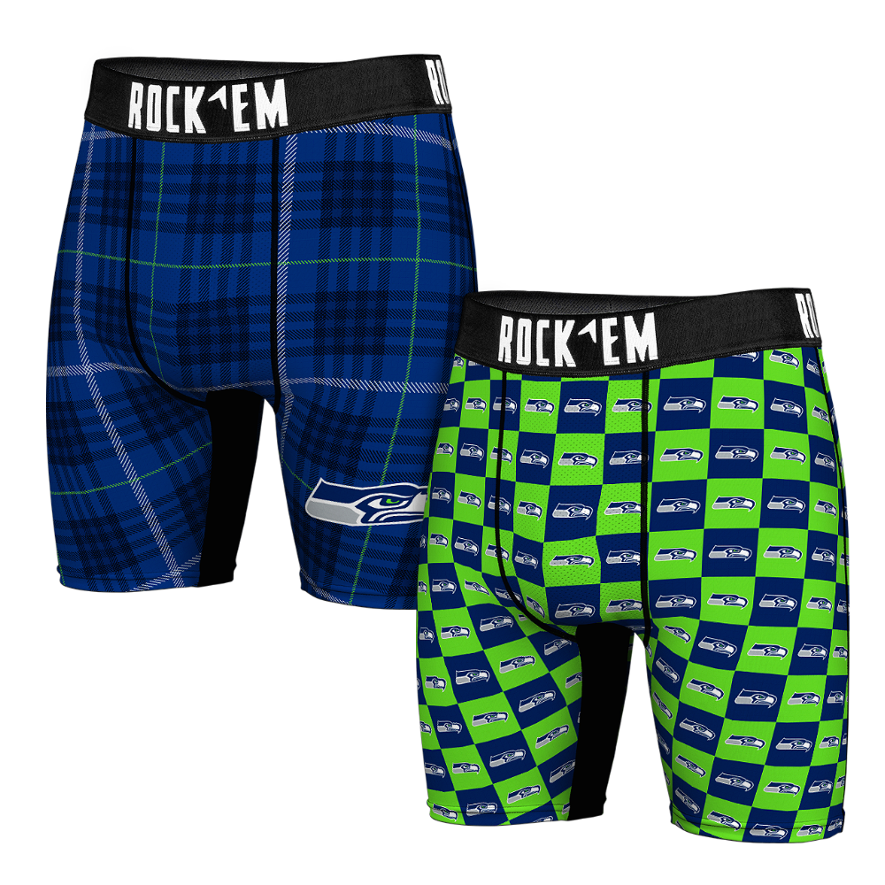 Boxer Briefs - Seattle Seahawks - Plaid & Checkers (2-Pack) - {{variant_title}}