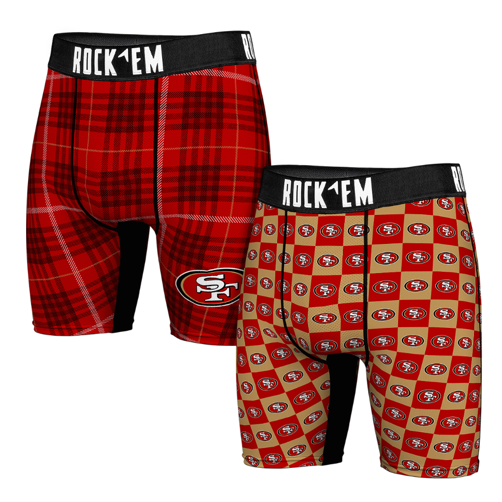 Boxer Briefs - San Francisco 49ers - Plaid & Checkers (2-Pack) - {{variant_title}}