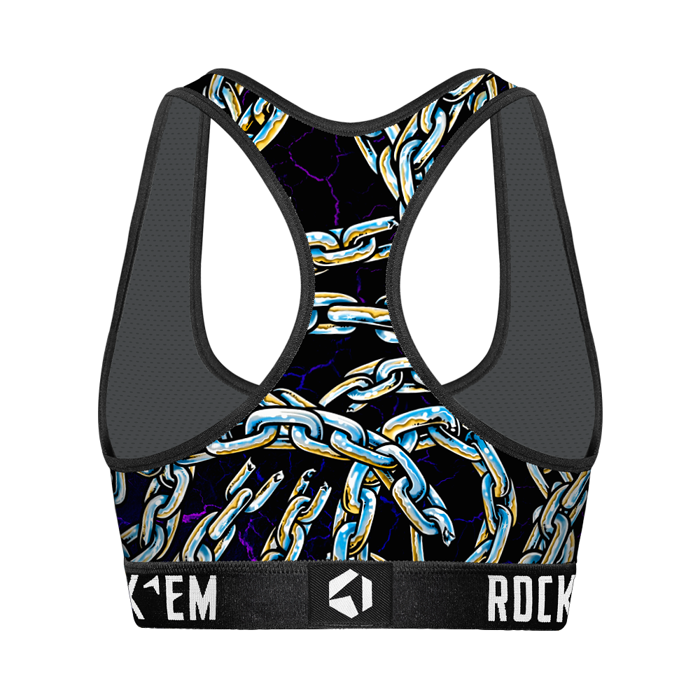 Women's Sports Bra - Chains All-Over - Rock 'Em Socks