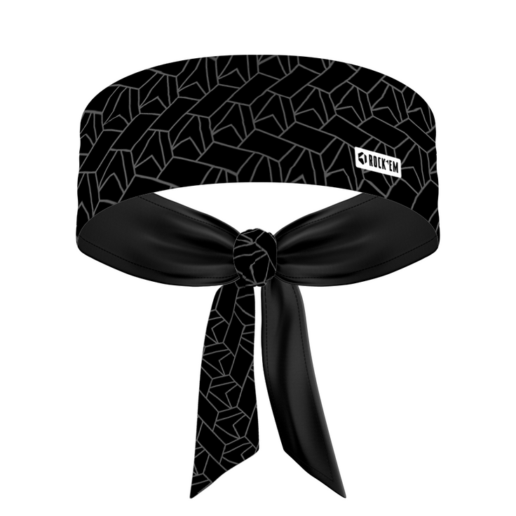 Tie-Back Headband - Repeating Hex - Black
