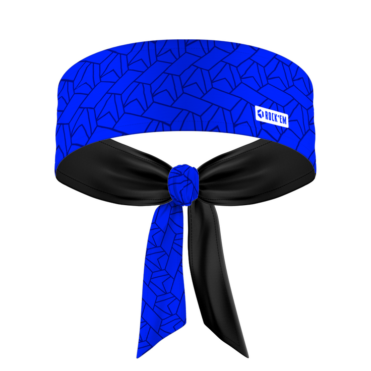 Tie-Back Headband - Repeating Hex - Blue