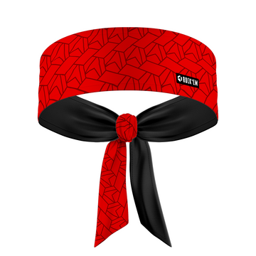 Tie-Back Headband - Repeating Hex - Red
