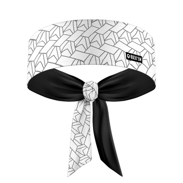 Tie-Back Headband - Repeating Hex - White